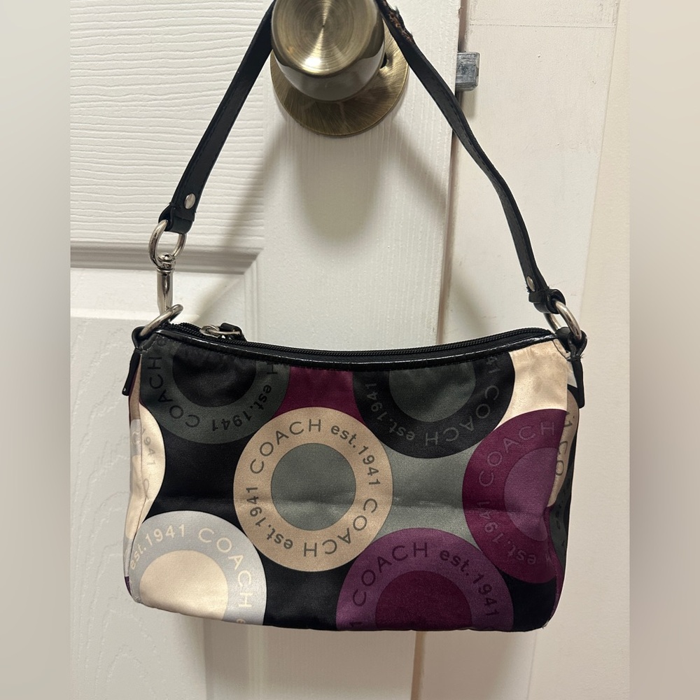 Coach Black and Purple Signature Shoulder Bag